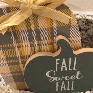 Country Farmhouse Fall Plaid Tray Decor Pumpkin Decor Final Sale